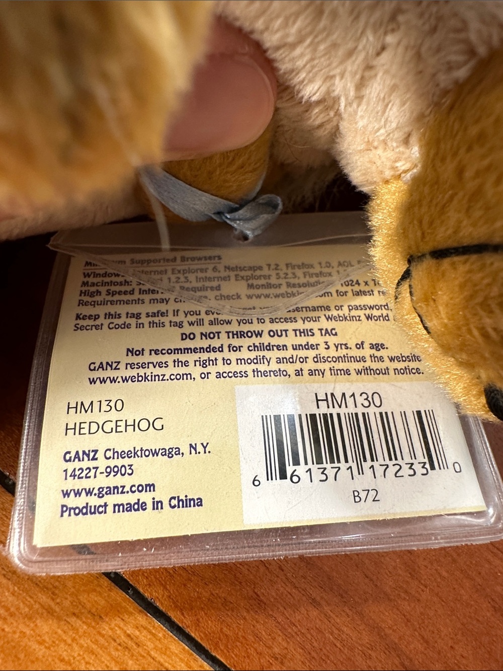 GANZ Webkinz Hedgehog (with tag) - Picture 3 of 3